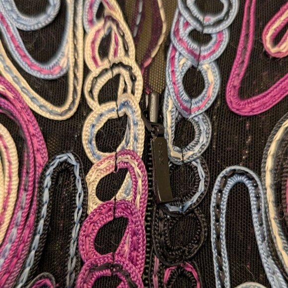 Embroidered Sheer Jacket Womens Size Small Mesh Colorful Artsy Casual Studio - Picture 8 of 10
